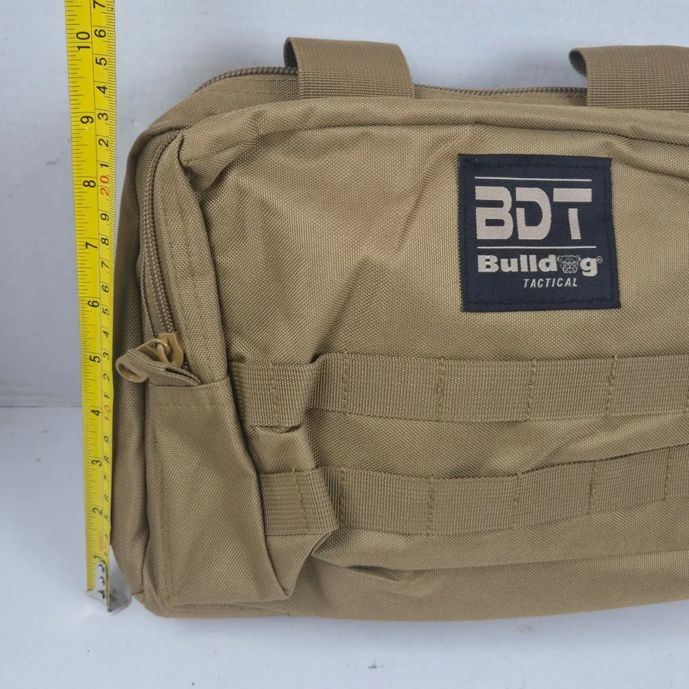 Bulldog Tactical BDT917T Deluxe 2 Pistol Range Soft Bag Tan MOLLE Utility Case